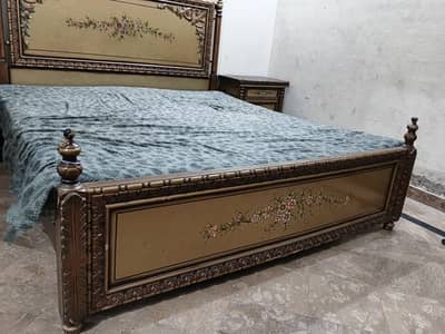 King Size Bed with side table and Dressing without mattress