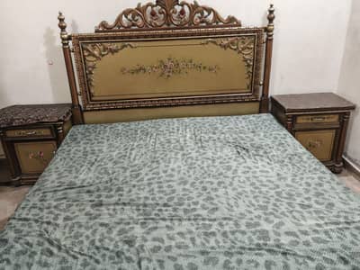 King Size Bed with side table and Dressing without mattress