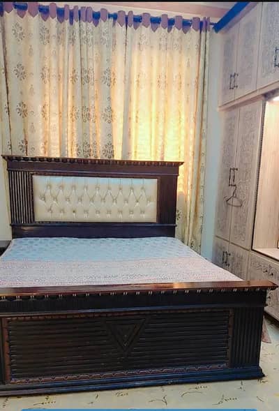 chinyoty solid wood king size bed and table urgent sale