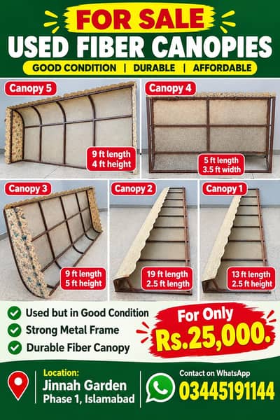 5 used canopies for sale for just Rs. 25,000
