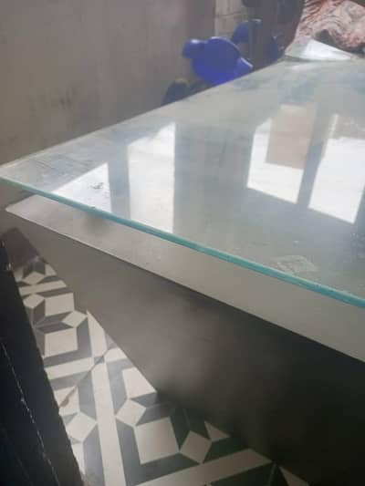Wooden Table With Glass Available for Sale