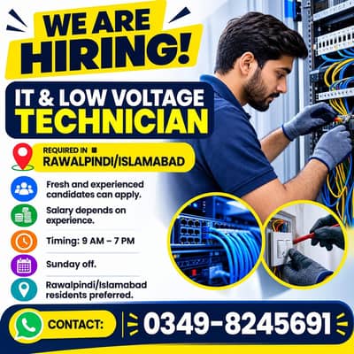 IT & Low Voltage Technician Required – Rawalpindi Islamabad