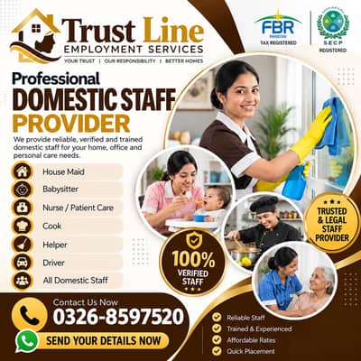 Maid / House Maids / cook / House chef / Baby Sitter maid available