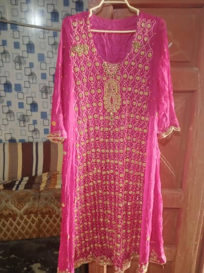 party wear maxi shocking pink color