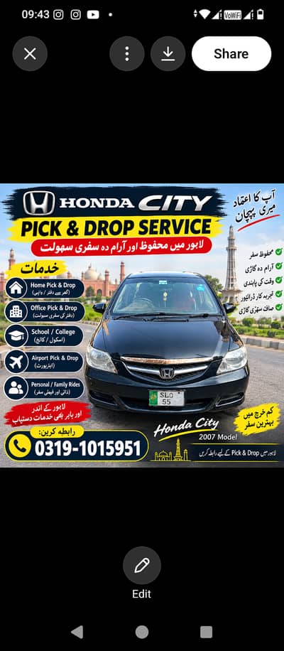 Honda City pick and drop serwis