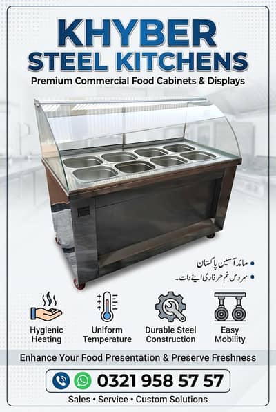 Commercial Stainless Steel Food Display Counter - Khyber Steel Kitche