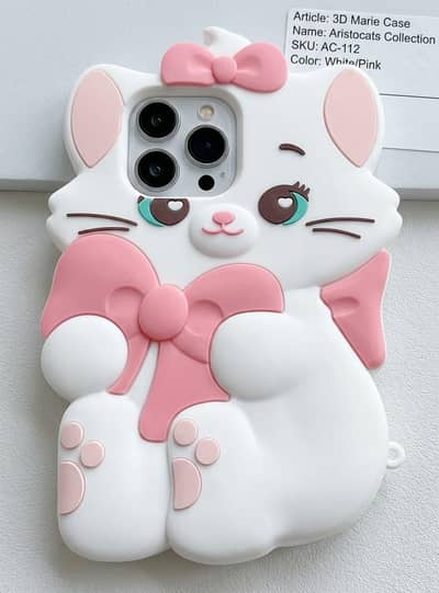 Cute 3D Marie Cat Silicone Mobile Case - Premium Quality