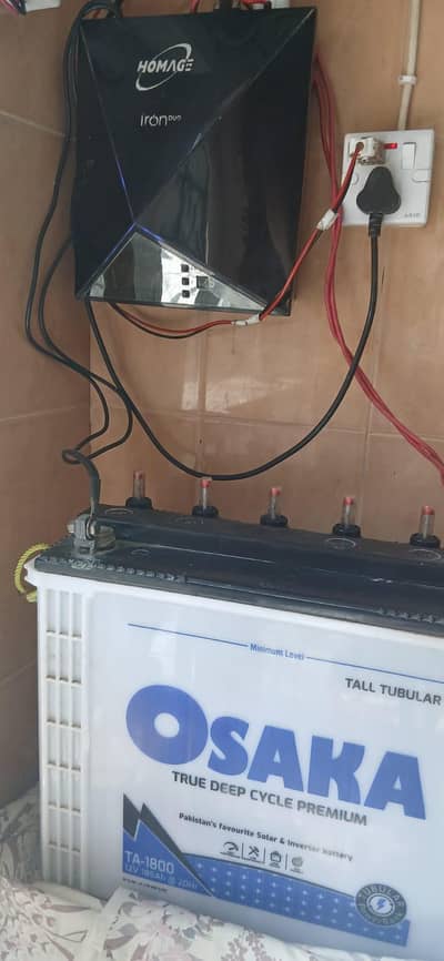 Homage Ups solar inverter and 1800 osaka Battery for sale