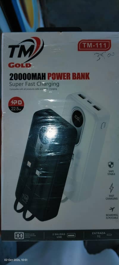 20000mAh Power Bank – Fast Charging | High Capacity
