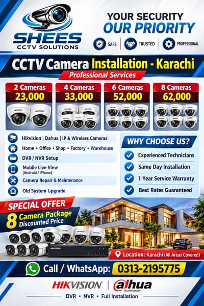 CCTV Camera Installation in Karachi | Hikvision & Dahua | Home & Offi