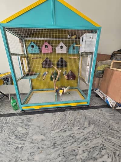 large wooden bird cage setup for sale