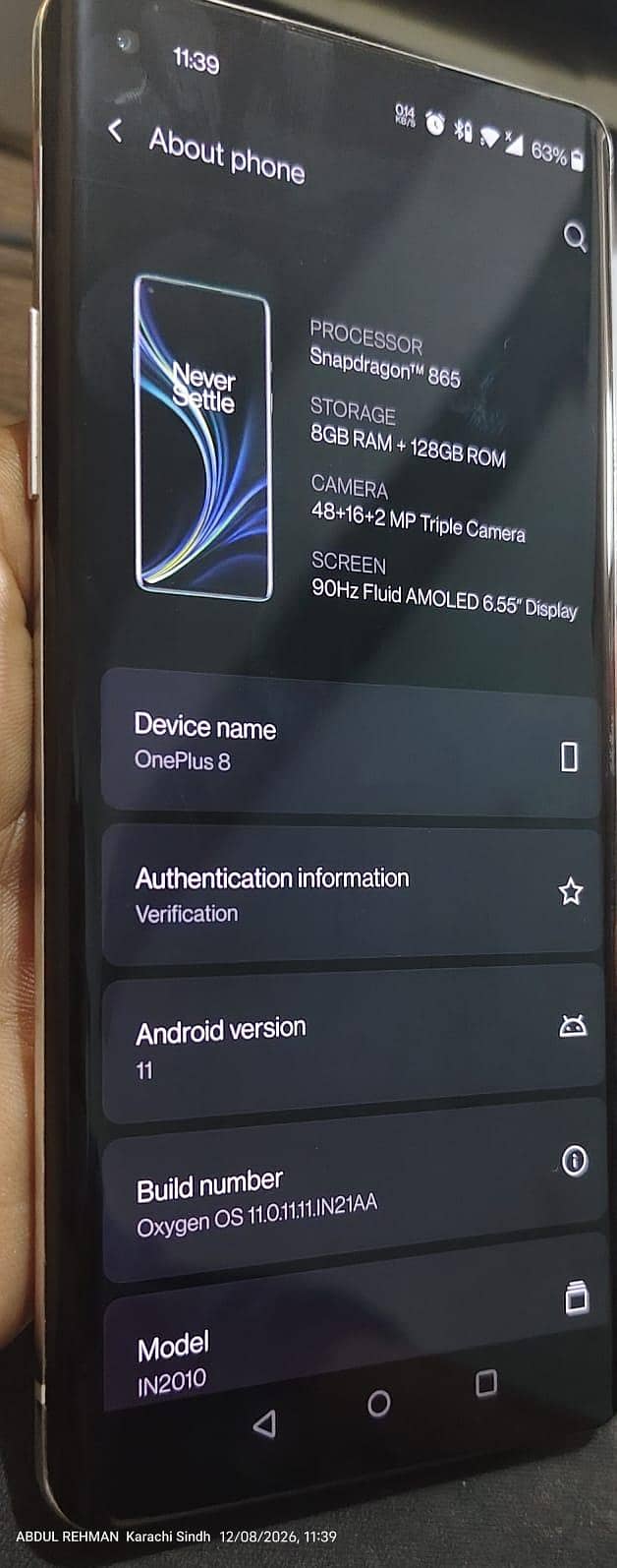 One Plus 8 12