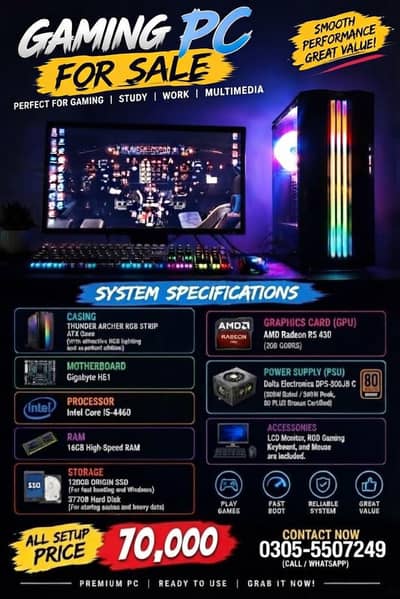 Gaming PC Setup | i5 4th Gen | 16GB RAM | R5 430 | Complete Bundle