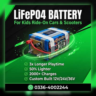 Custom LiFePO4 Battery for Kids Jeeps, Scooters, ATVs – Long Backup
