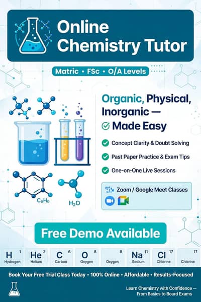Online chemistry tutor (BS chemistry 7 semester students)