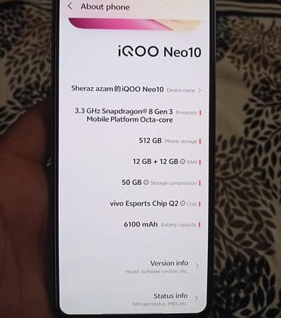 Iqoo neo 10 Official PTA approved