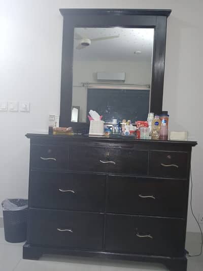 King bed with bed sets and dressing table without mattress