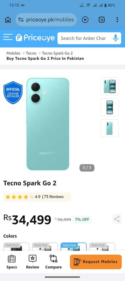 Tecno Spark Go 2  4+1/64  6month warenty
