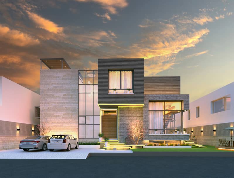 House & Villa 3D Design | Front Elevation | Photorealistic Render 4