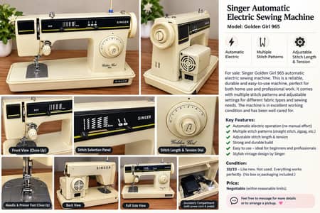 singer golden girl 965 automatic electric sewing machine - like new