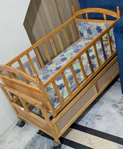 Wooden Baby Swing Cot Trolley