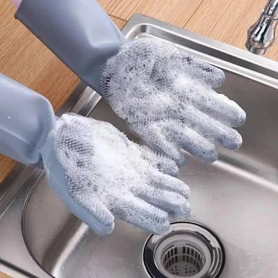 Multipurpose Silicone Cleaning Gloves With Scrubber . Free Delivery