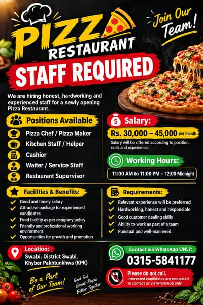 Pizza Restaurant Hiring staff