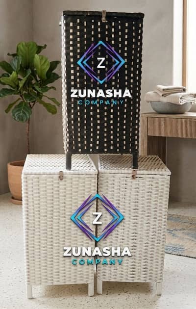 Two laundry baskets colour in one frame