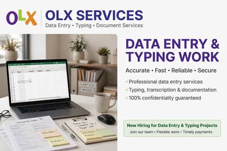 Data Entry Typing Work Available In Multan Same Day Service