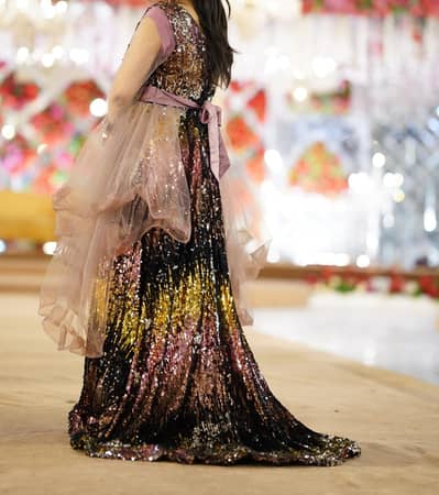 Fancy Party Wear Sequin Maxi Dress – Medium – Excellent Condition