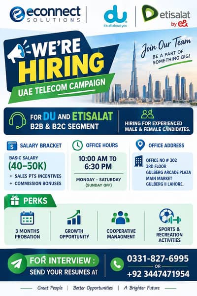 We’re Hiring! UAE Telecom Sales Executives – Apply Now