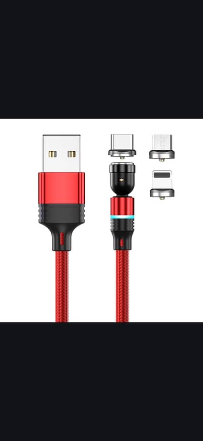 3 in one magnetic cabl 3 in 1 Purple 540 Degrees Rotate Magnetic Cable