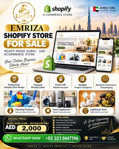 Ready To Launch UAE Shopify Dropshipping Store For Sale With COD Setup