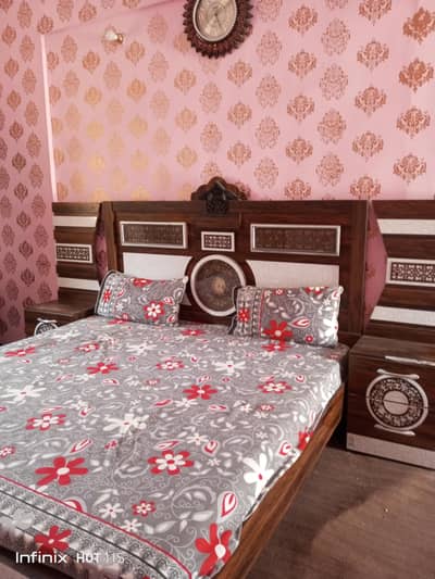Beautiful Wooden Bed Set – Good Condition