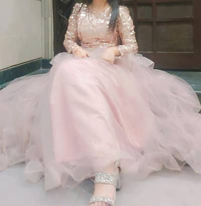 Beautiful Pink Sequin Fancy Maxi Dress – Party/Wedding Wear