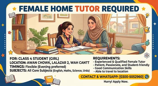 Female home tutor required