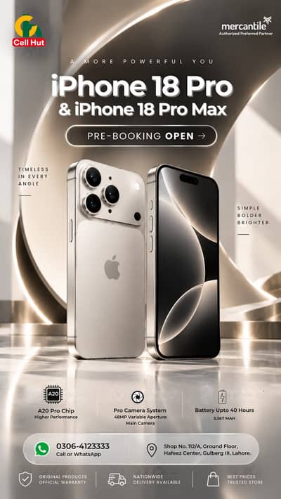 iPhone 18 Pro & 18 Pro Max - Brand New Silver Colour PTA Approved