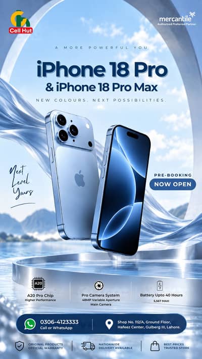 iPhone 18 Pro & 18 Pro Max - Brand New Glacier Colour PTA Approved