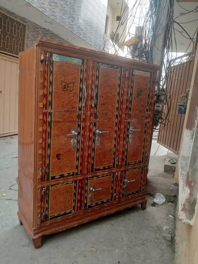 Wooden 3 Door Almari with Drawers – Good Condition wtsp 03014189464