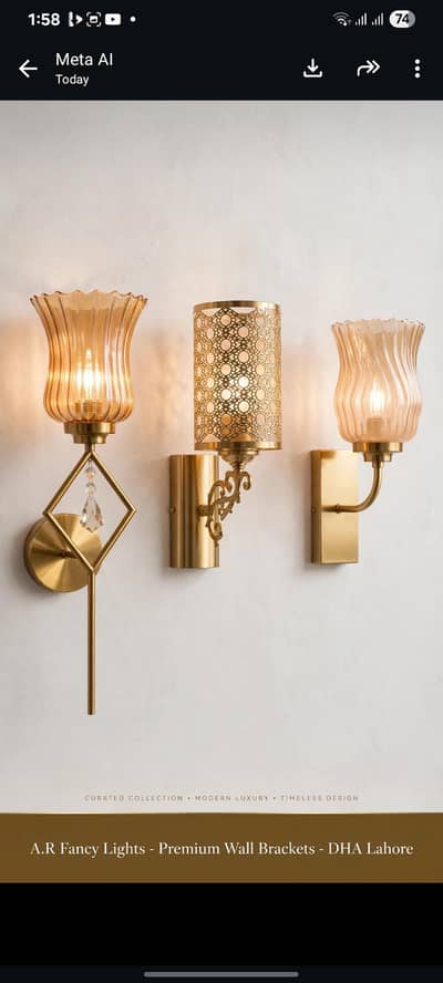 Fancy wall Bracket light paier Golden -crystal-Modran light for Bedrom