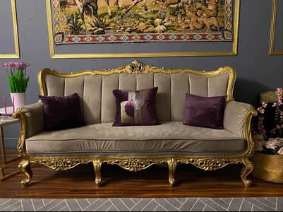 Antique Royal Gold Carved Sofa - 3 Seater | Vintage Luxury