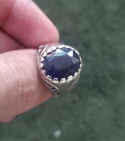 Neelam Stone Silver Ring