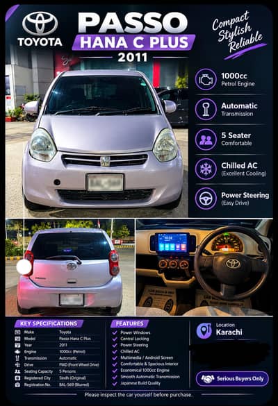 Toyota Passo Hana C Plus | 2011-13 | United 125cc 2022 Free with Car