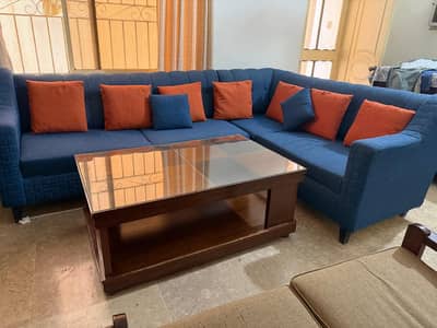 7-SEATER L-SHAPED JUTE SOFA SET – EXCELLENT CONDITION