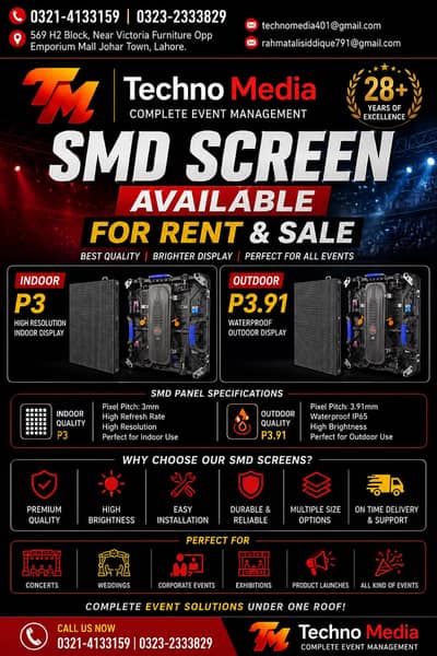 SMD Screens Available For Rent & Sale - Techno Media