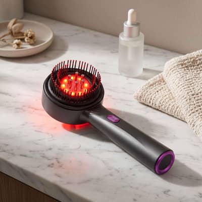 rechargeable laser hair growth and massage brush.