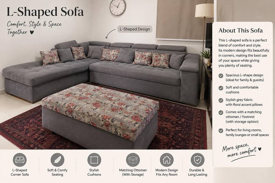 L shaped complete sofa set 3