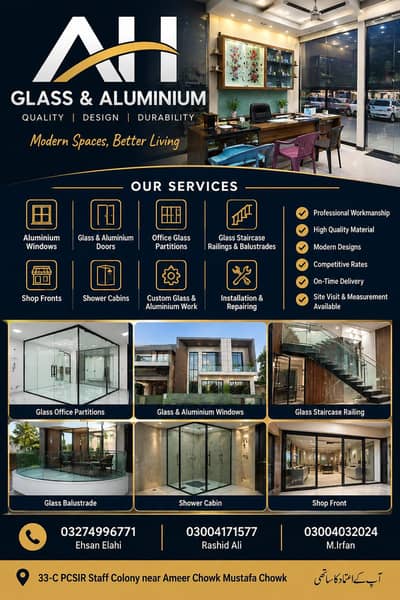 Aluminium Glass Windows Doors & Office Partition Work