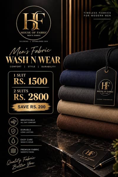 Mens wash n wear fabric
