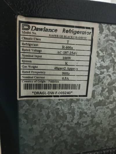 dawlance fridge 2 door  model 9144  genuine Compressor
